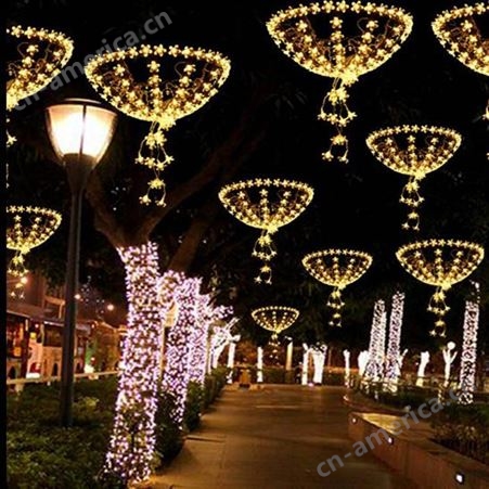利达美陈春节城市树木亮化厂家 承接挂树圆球灯生产 树木夜景亮化