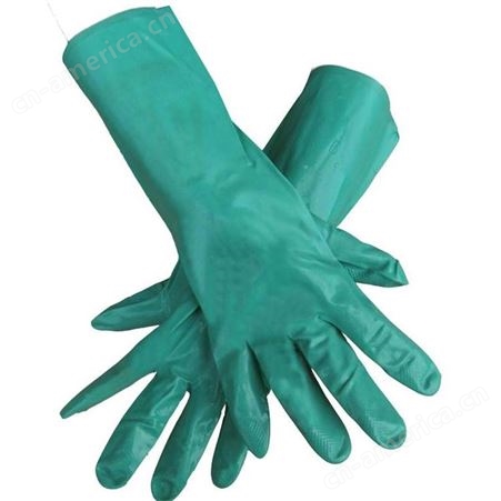 劳保耐磨手套工业用加厚耐酸碱手套绿色丁腈手套