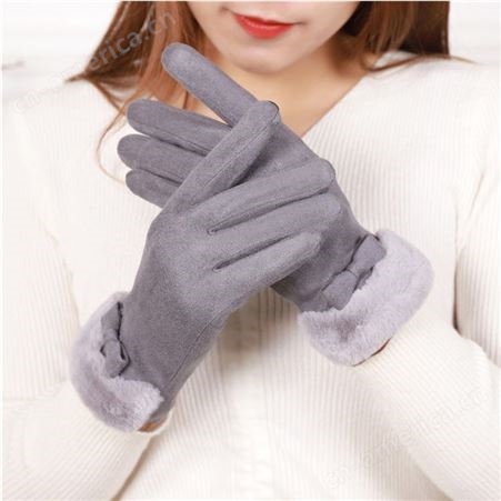 韩版百搭麂皮绒手套 按需生产 全指触屏手套 加绒冬季手套 户外保暖手套