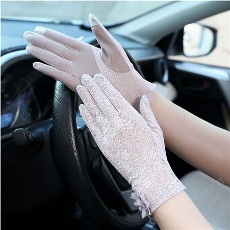 电动车开车手套 按需定制 触屏短款蕾丝手套 触屏蕾丝手套