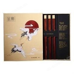 红素定制红木筷子礼盒刻字生日五福十双装 100件起订不单独零售