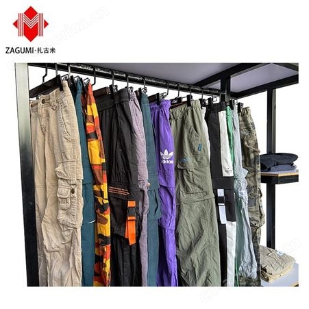 广州扎古米 二手服装出口批发市场南非二手旧服装外贸出口旧男多袋长裤二手衣服