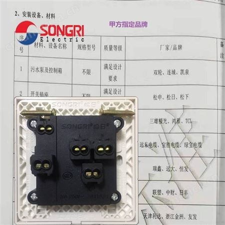 楼房改造城建甲方常用 上海松日SONGRI 86型暗装五孔插座 二三极插座带开关
