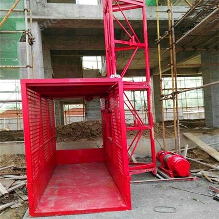 建筑吊篮式升降机 单柱单笼物料提升升降机 室内外装修上料升降货梯
