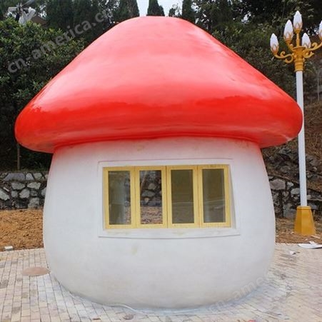 阿克苏深圳室外仿真大型蘑菇屋房子玻璃钢水果屋售卖亭子卡通造型屋景观雕塑价格