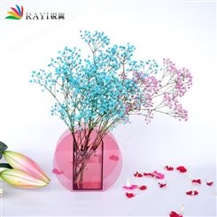 创意桌面摆件异形亚克力花瓶彩色有机玻璃展示鲜花盒定制