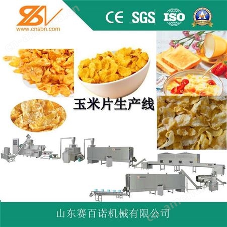 SLG85双螺杆早餐休闲玉米片生产线 山东赛百诺 早餐谷物片生产设备