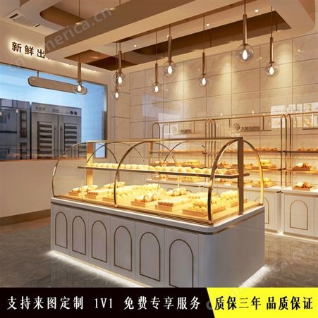 日式面包柜面包展示柜实木中岛柜蛋糕店展示架边柜烘培玻璃糕点柜
