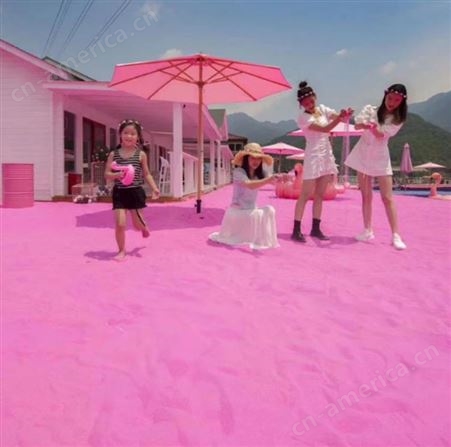 三信矿产 定做人造沙滩粉红彩砂 海滩砂游乐场粉红色沙子