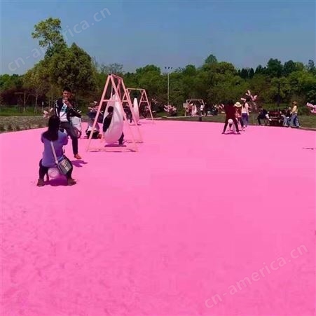 三信矿产 定做人造沙滩粉红彩砂 海滩砂游乐场粉红色沙子