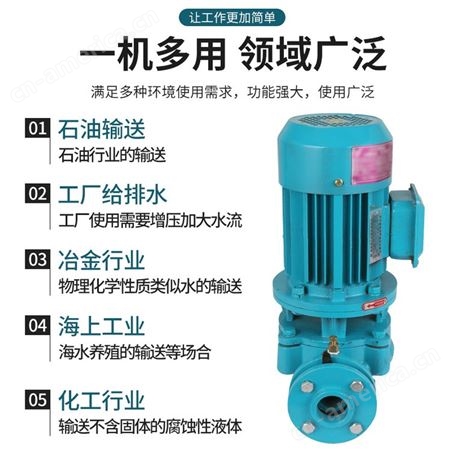 广东羊城GDⅢ型立式管道泵 不锈钢轴不锈钢叶轮冷却循环水泵