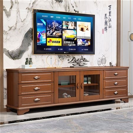 新中式白蜡木实木电视柜2米简约 现代茶几组合 中式大小户型客厅家具 可定做